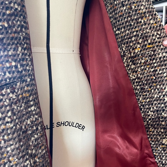 Vintage 50s/ 60s brown wool twill long coat size:S/M - Picture 10 of 15